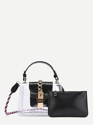Женская сумочка тёмно-серебрянная модная